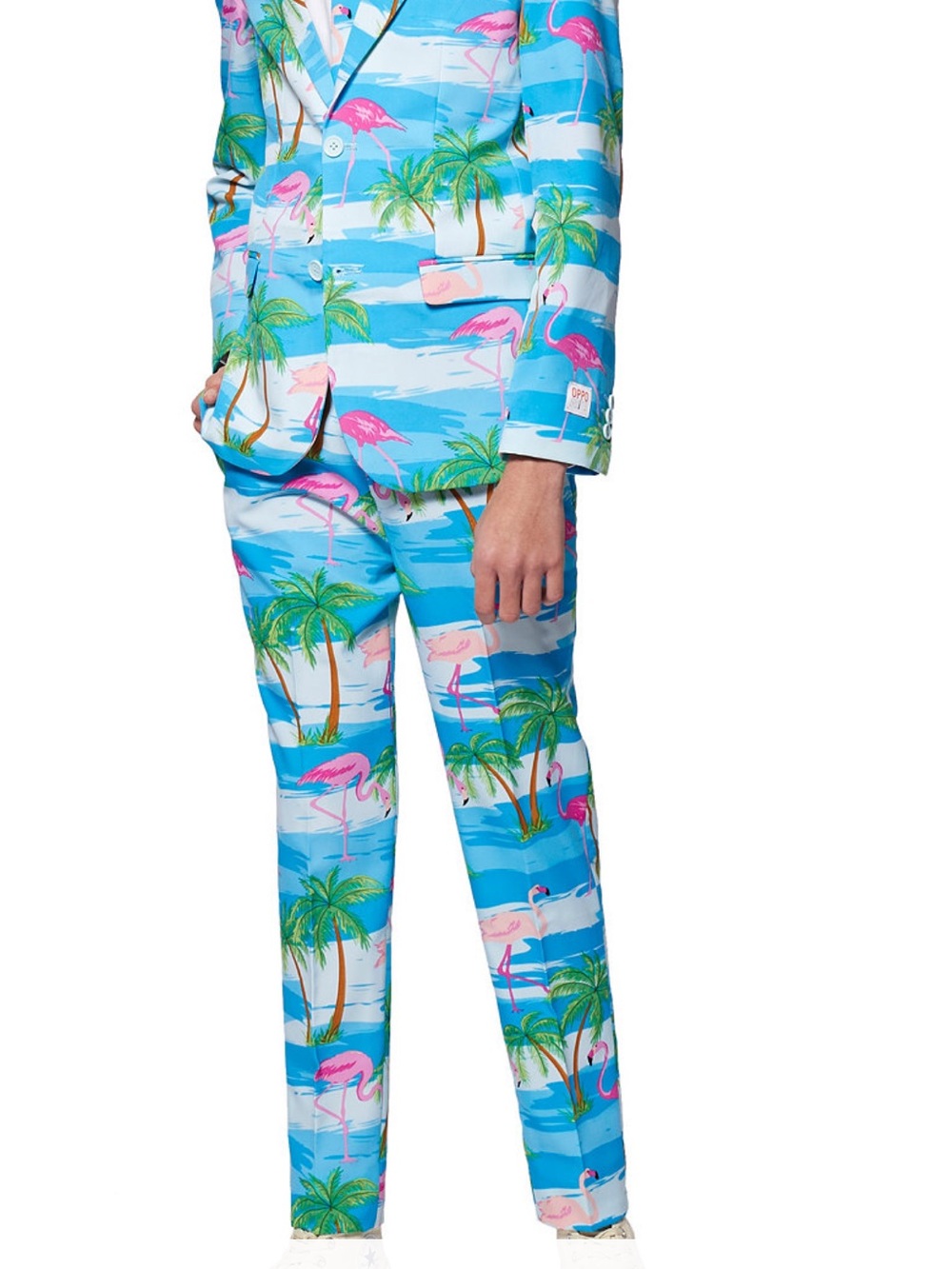 OppoSuits Kids Tropical Flamingo Blue Palm Print Jacket & Pants